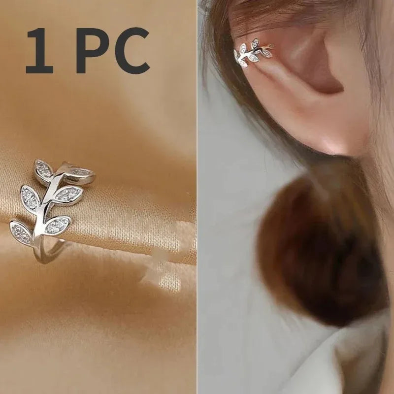 Leaf Charm Clip-On Earcuff